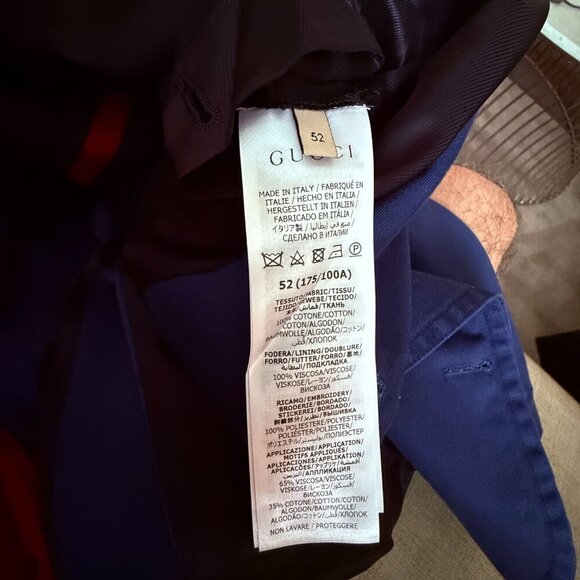 GUCCI MENS 722497 BLUE COTTON MILITARY DRILL JACKET, SIZE 52 (MSRP $2700) - Picture 16 of 16